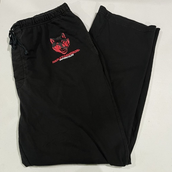 Harley-Davidson Other - Vintage Y2K Harley Davidson Motorcycles Mens XL Wide Leg Pajamas Pants Black